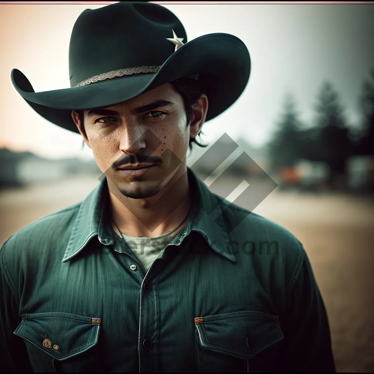 Picture of Happy Cowboy Man Smiling in Western Hat