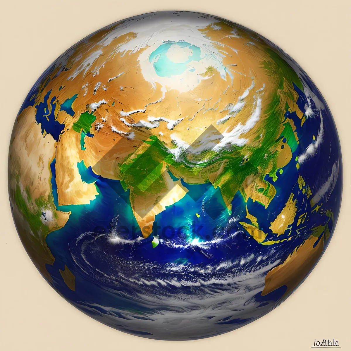 Picture of Global 3D Earth Map: Exploring Continents and Oceans