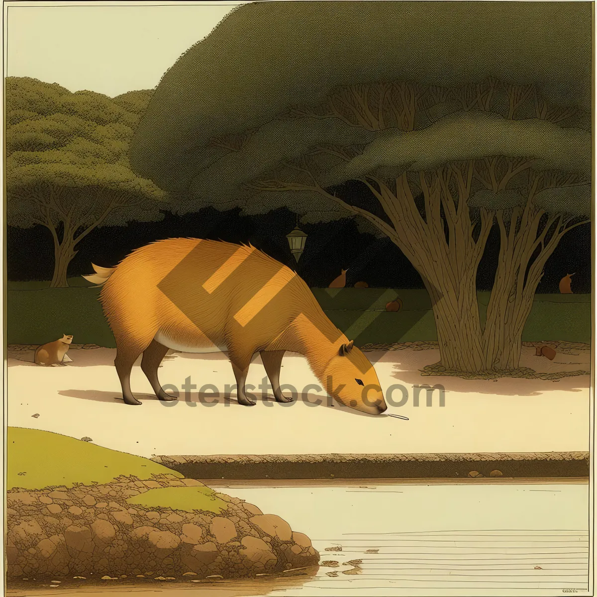 Picture of Wild Boar Piggy Bank on Grass