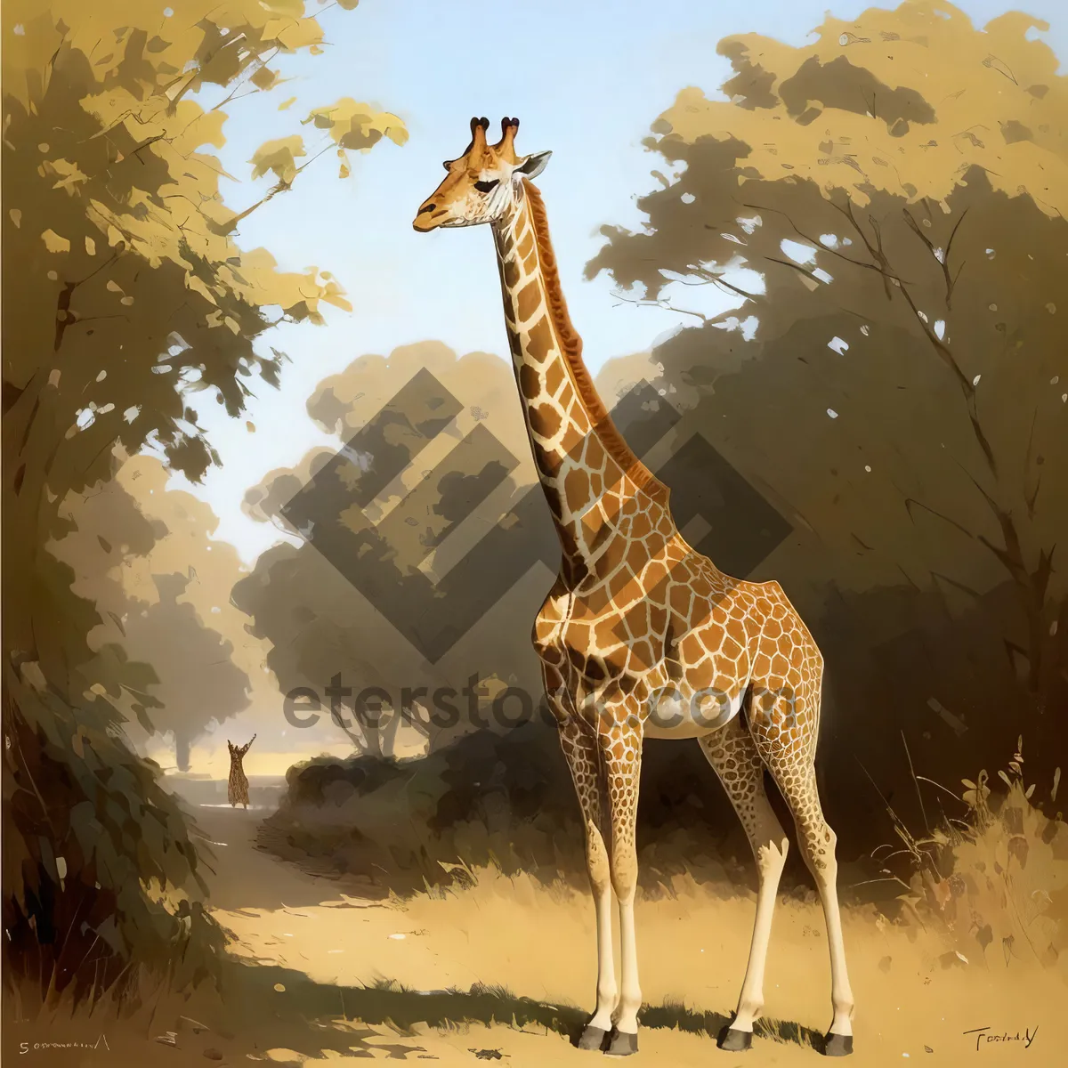 Picture of Majestic Safari Giraffe in African Wilderness