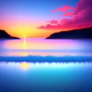 Vibrant Sunset Over Serene Ocean