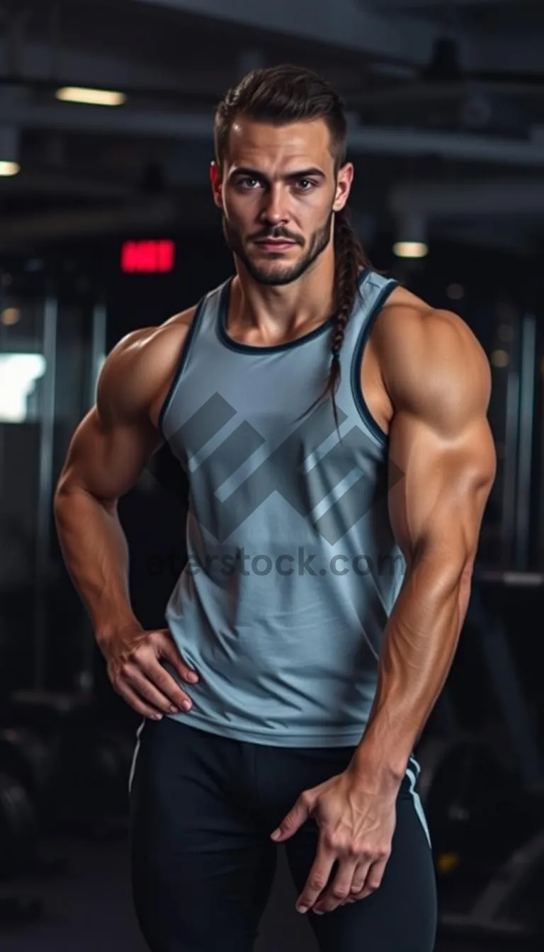 Picture of Attractive black male bodybuilder showcasing muscular physique in studio