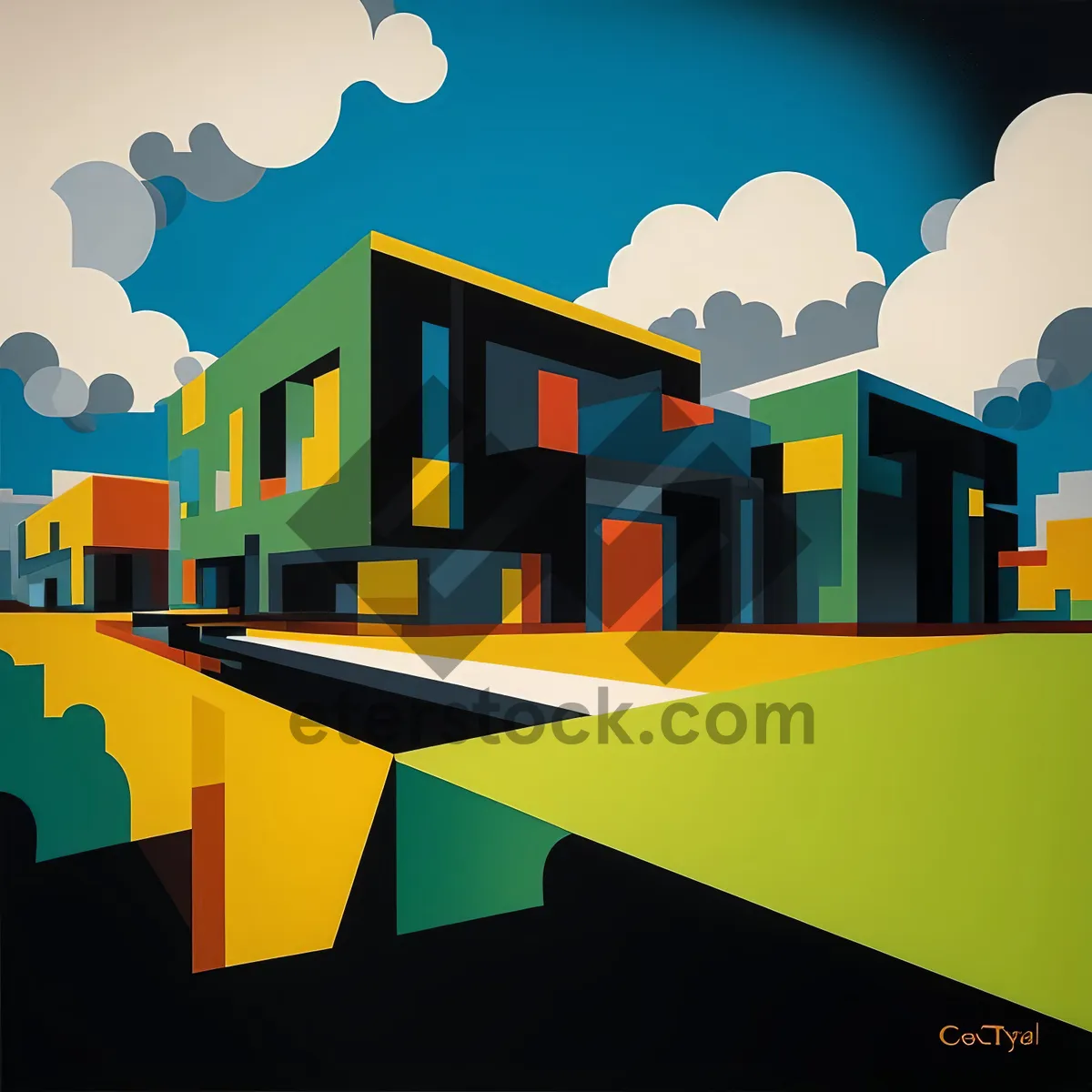 Picture of Villa symbolizing business with house and chimney