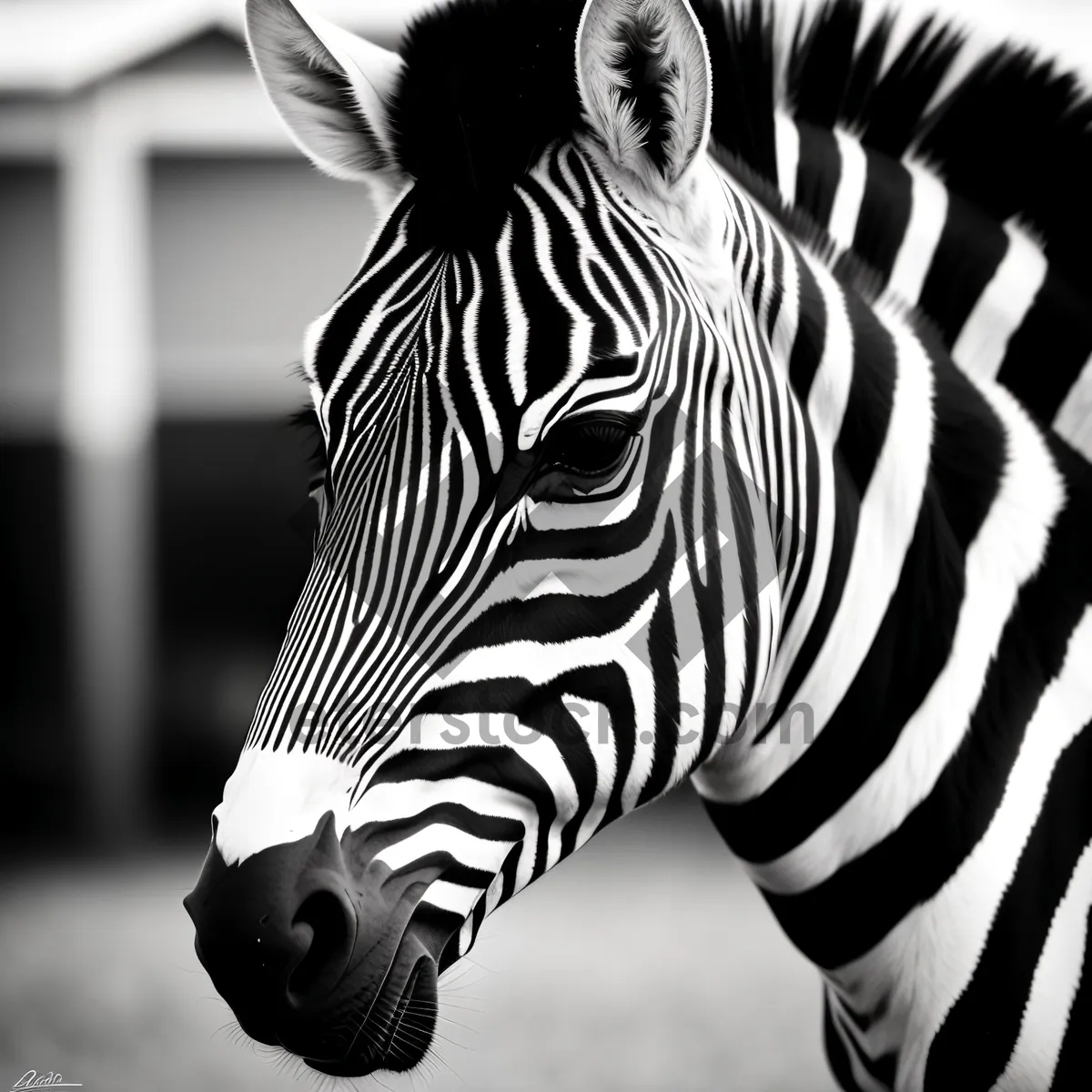 Picture of Black-striped zebra herd grazing in wildlife reserve