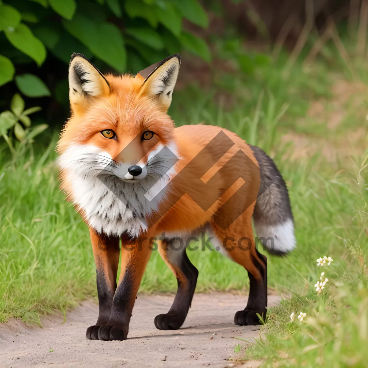 Picture of Curious Red Fox Kit with Adorable Cat