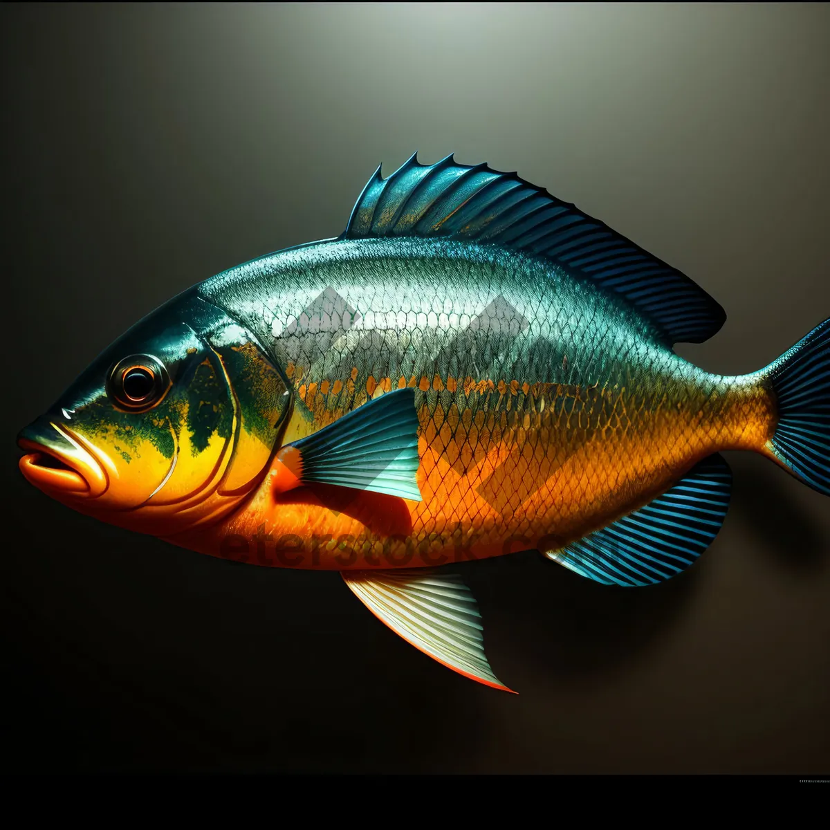 Picture of Lively Goldfish Swimming in Aquarium