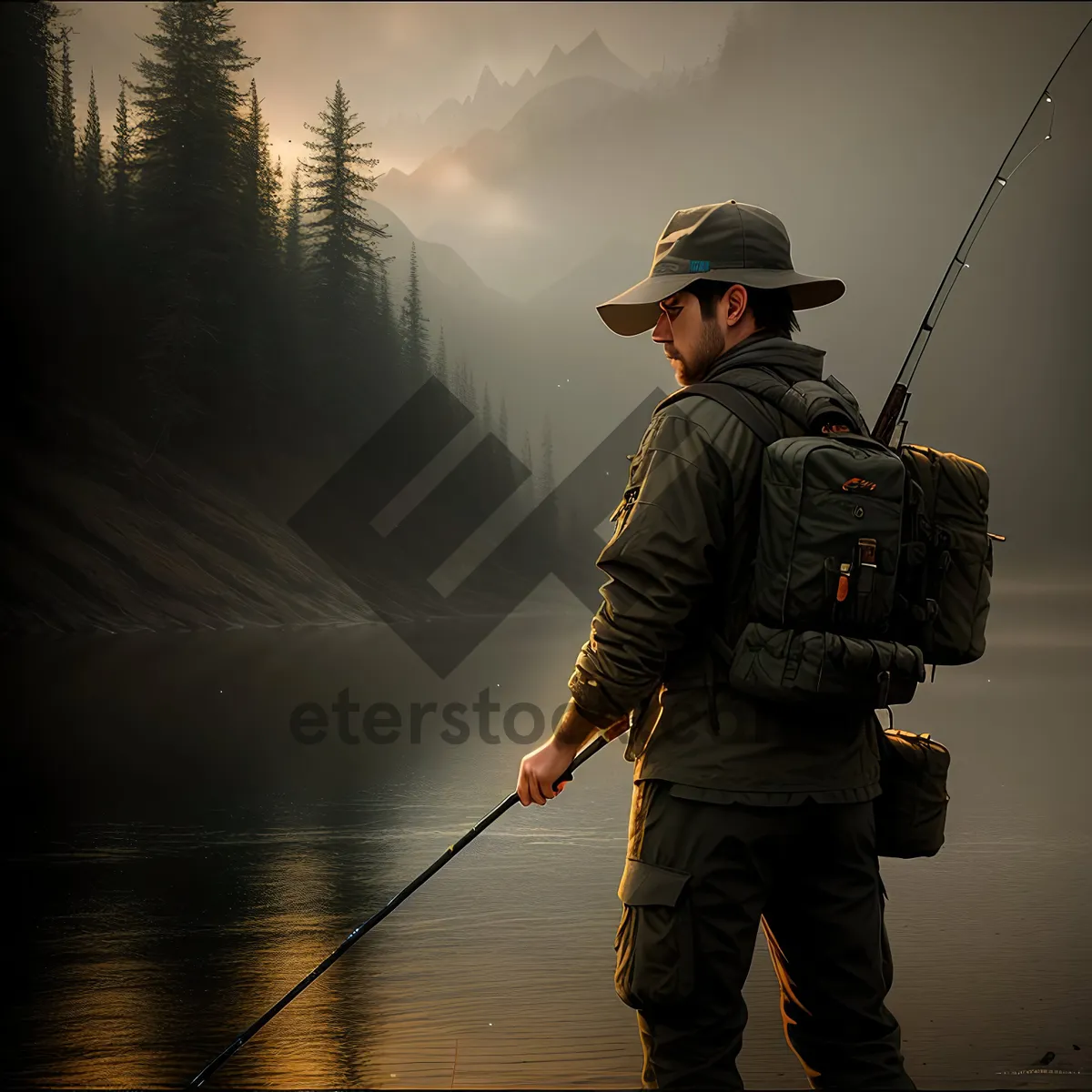 Picture of Outdoor Sportsman with Fishing Gear