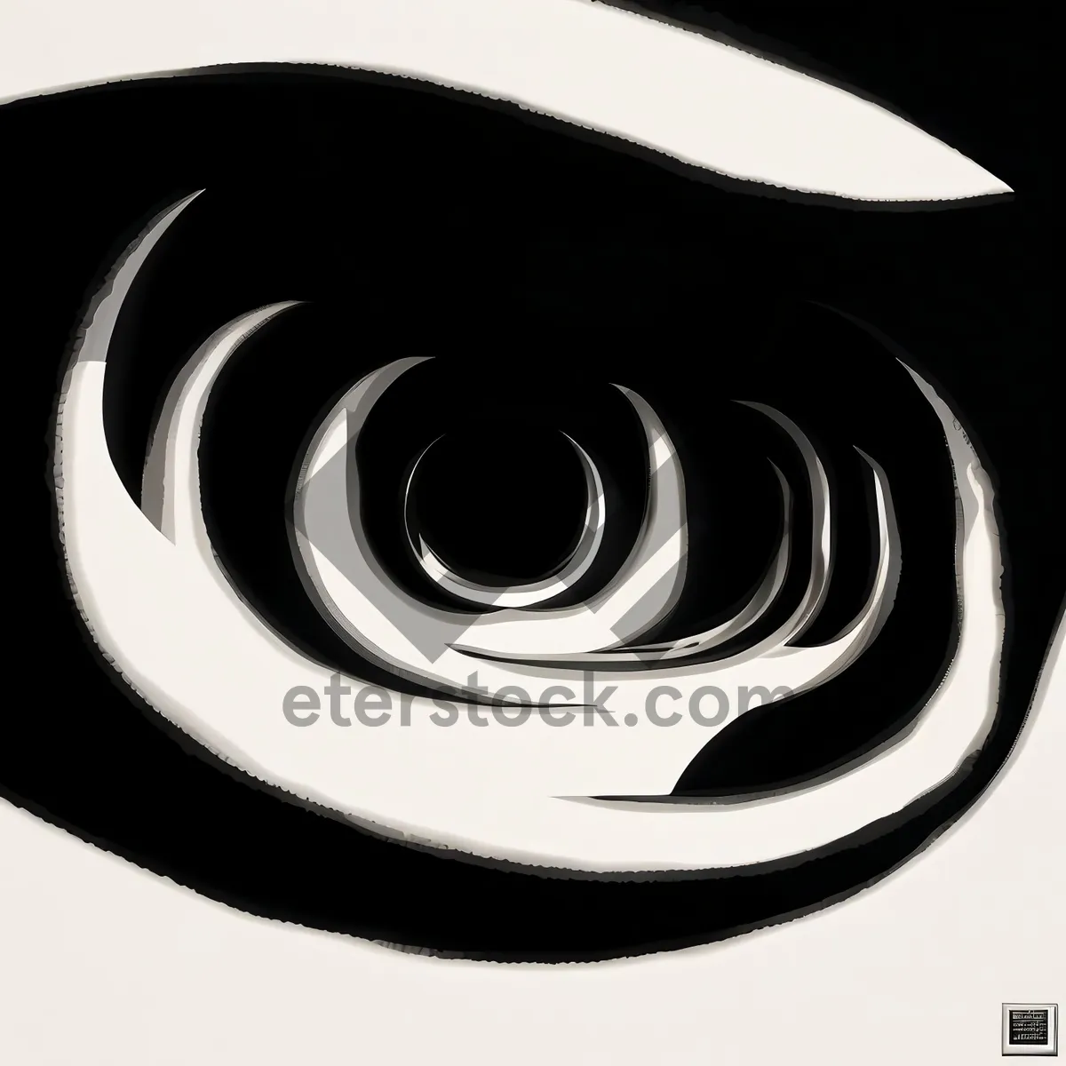 Picture of Abstract Black 3D Graphic with Swirls and Reflection