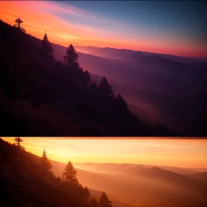 Majestic Sunset Over Mountain Landscape