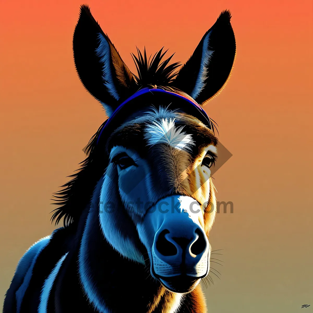 Picture of Black Stallion Masked in Disguise: Equine Portrait