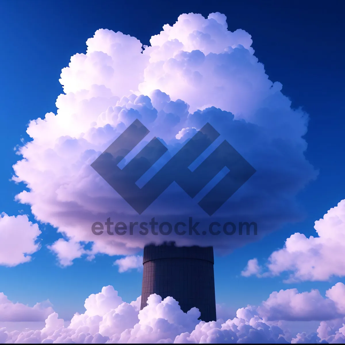 Picture of Vibrant Summer Sky with Fluffy Clouds