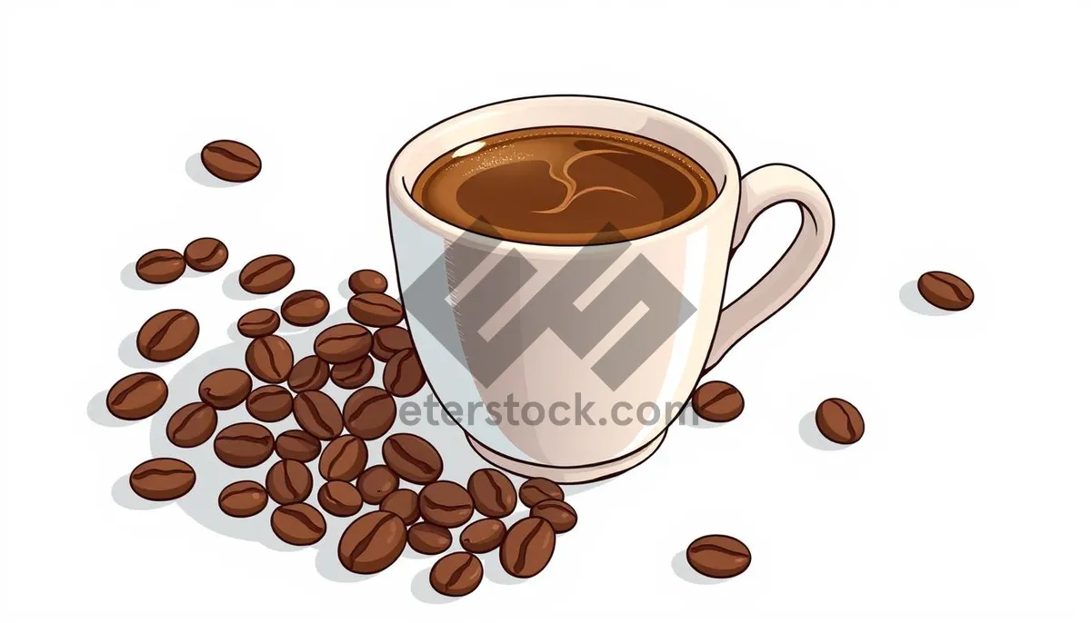 Picture of Delicious breakfast coffee in black mug