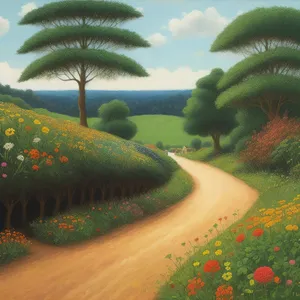 Exotic Tropical Paradise: Palm Trees, Beach, and Watermelon Delight