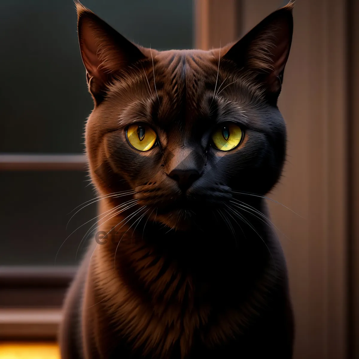 Picture of Adorable Domestic Cat on Windowsill