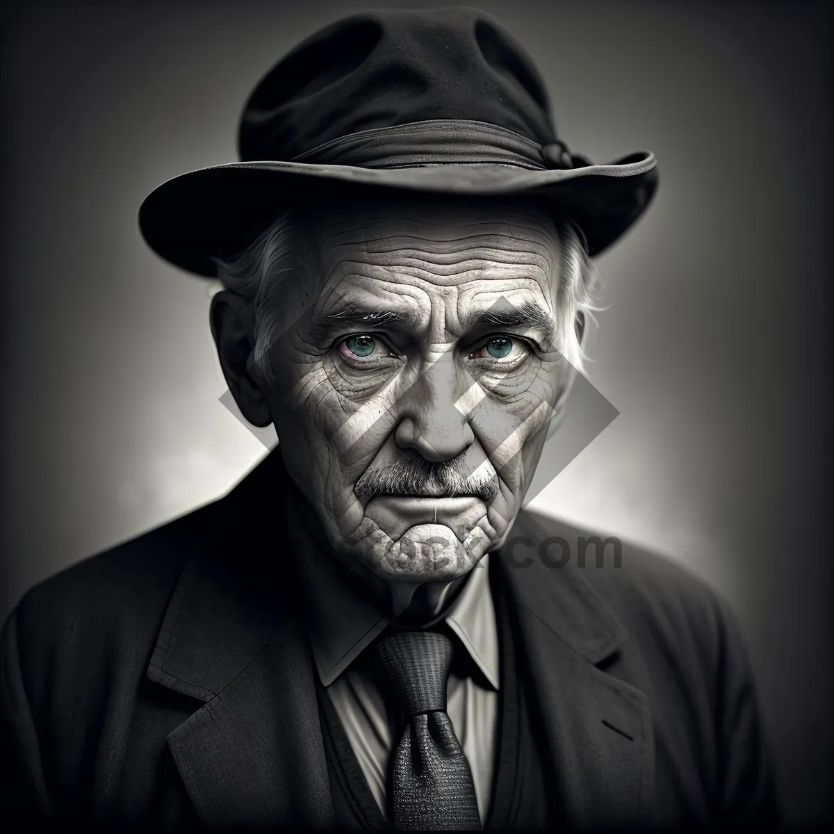 Picture of Serious Grandfather in Black Suit