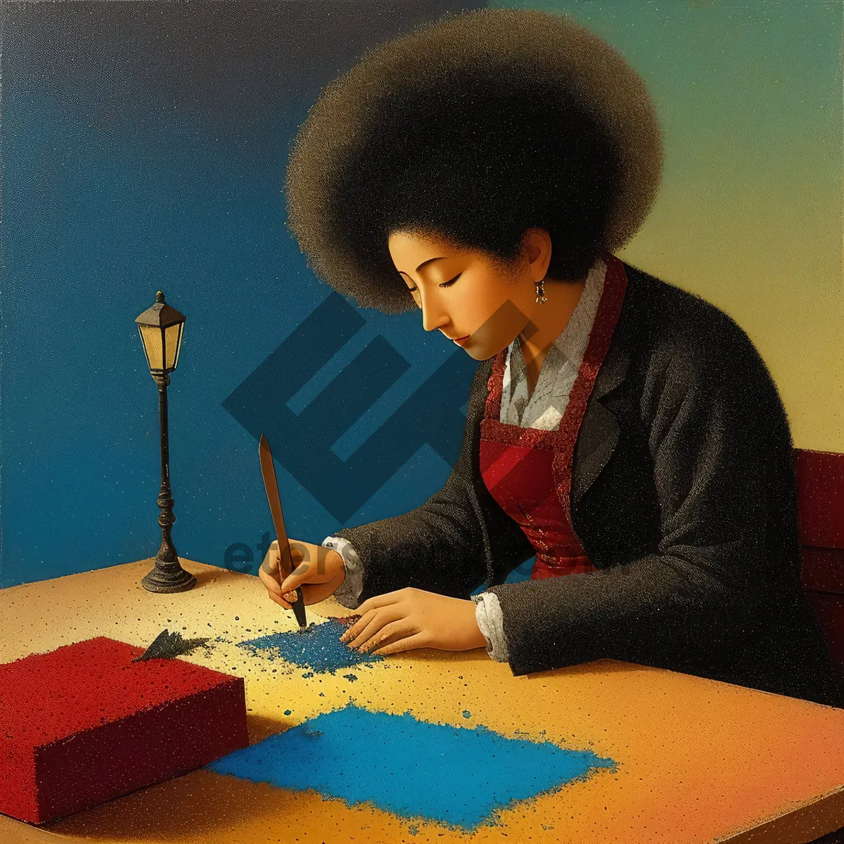 Picture of Happy businessman working on laptop at office desk