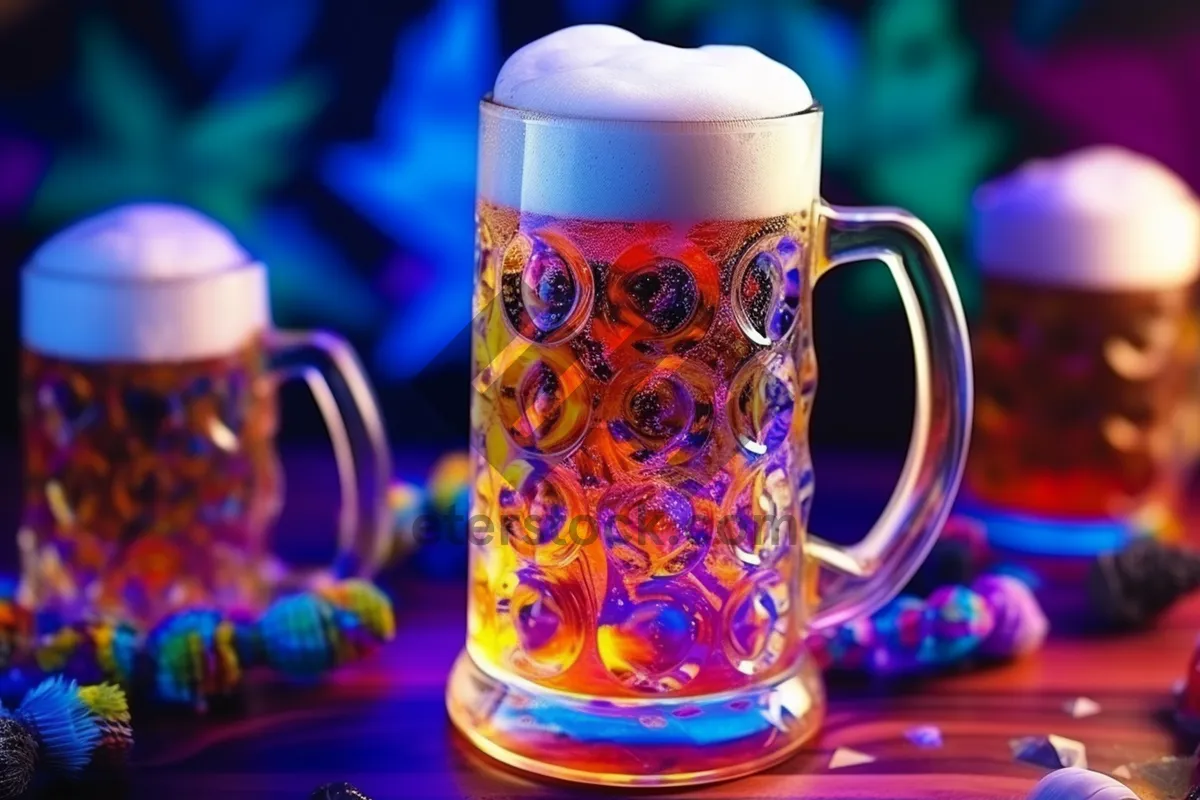 Picture of Cold Beer Glass Full with Foam at Pub