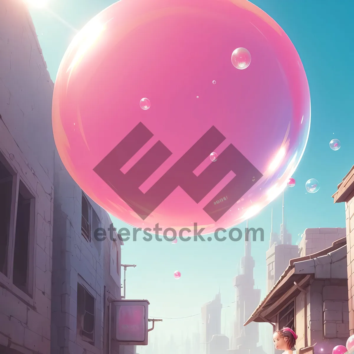 Picture of Colorful Celebration with Vibrant Balloons and Glowing Globe