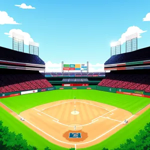 Summer Sports Facility: Baseball Stadium on Lush Green Grass