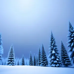 Frosty Evergreen Mountain Landscape in Winter