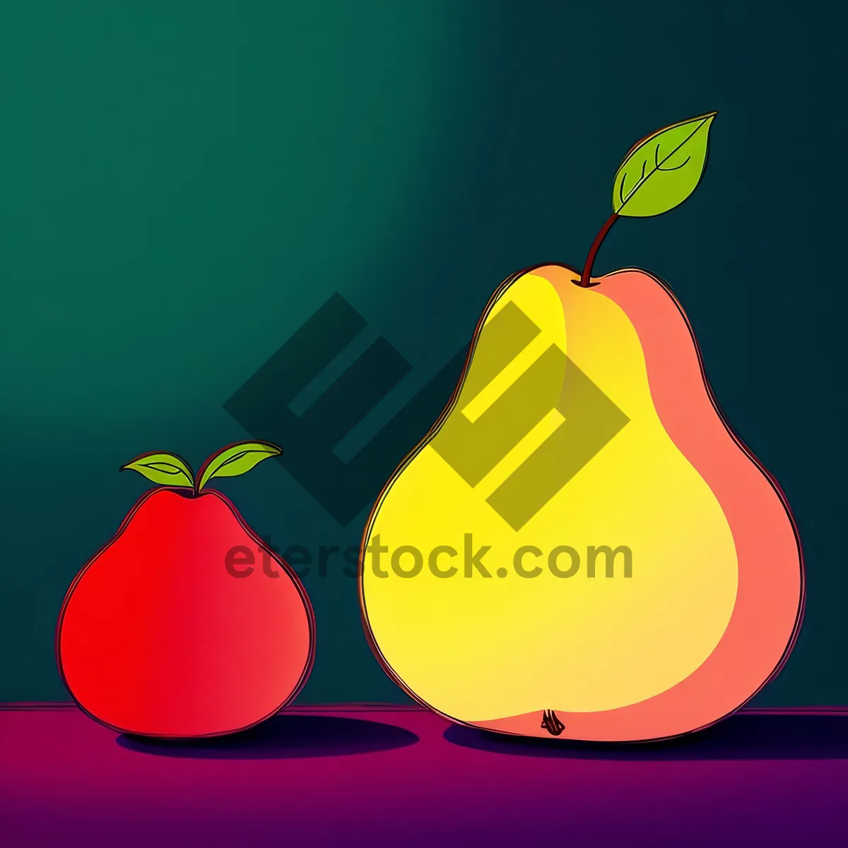 Picture of Fruit Icon Set: Cartoon Tulip Symbol Design.