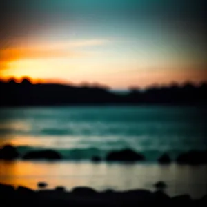 Majestic Sunset over Tranquil Ocean Beach