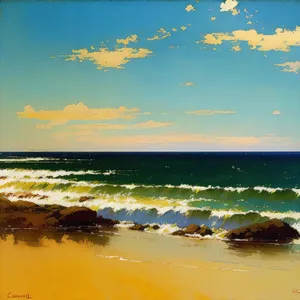Serene Sunset over Tropical Shoreline