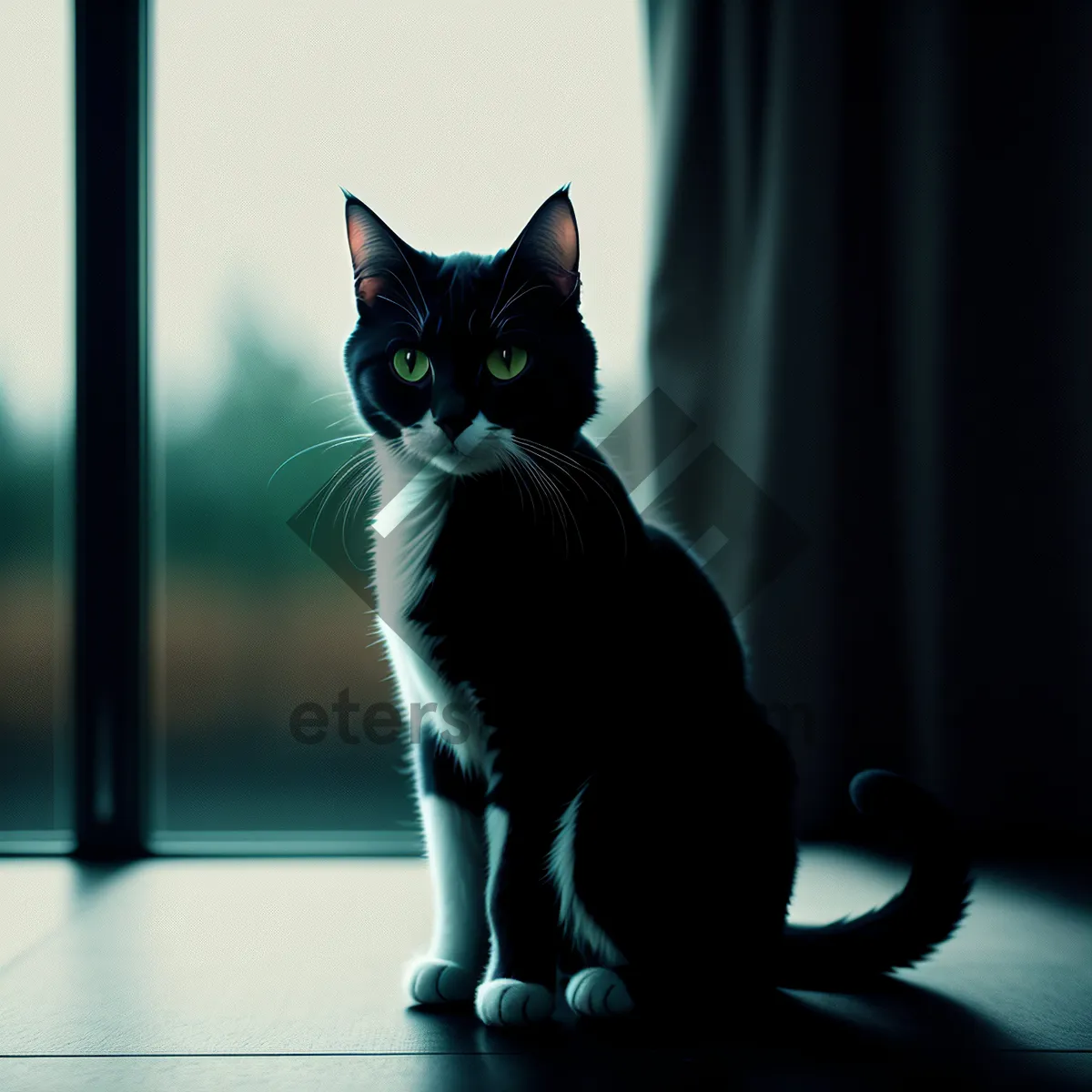 Picture of Furry Gray Kitty on Windowsill