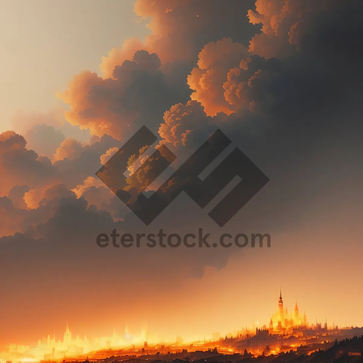 Picture of Vibrant Sunset Sky with Colorful Clouds