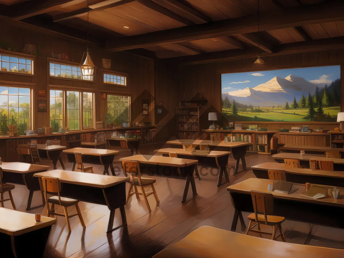 Picture of Modern interior design of luxury restaurant cafeteria with chairs