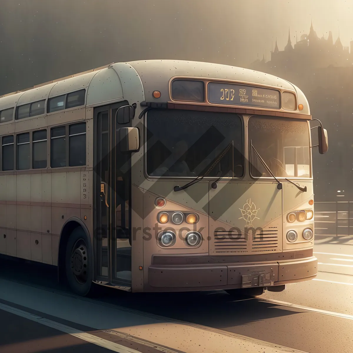 Picture of Efficient Public Transport Shuttle Bus on Highway