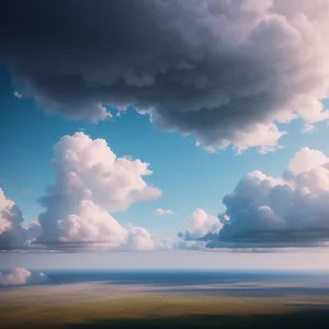 Radiant Sunny Sky with Fluffy Clouds