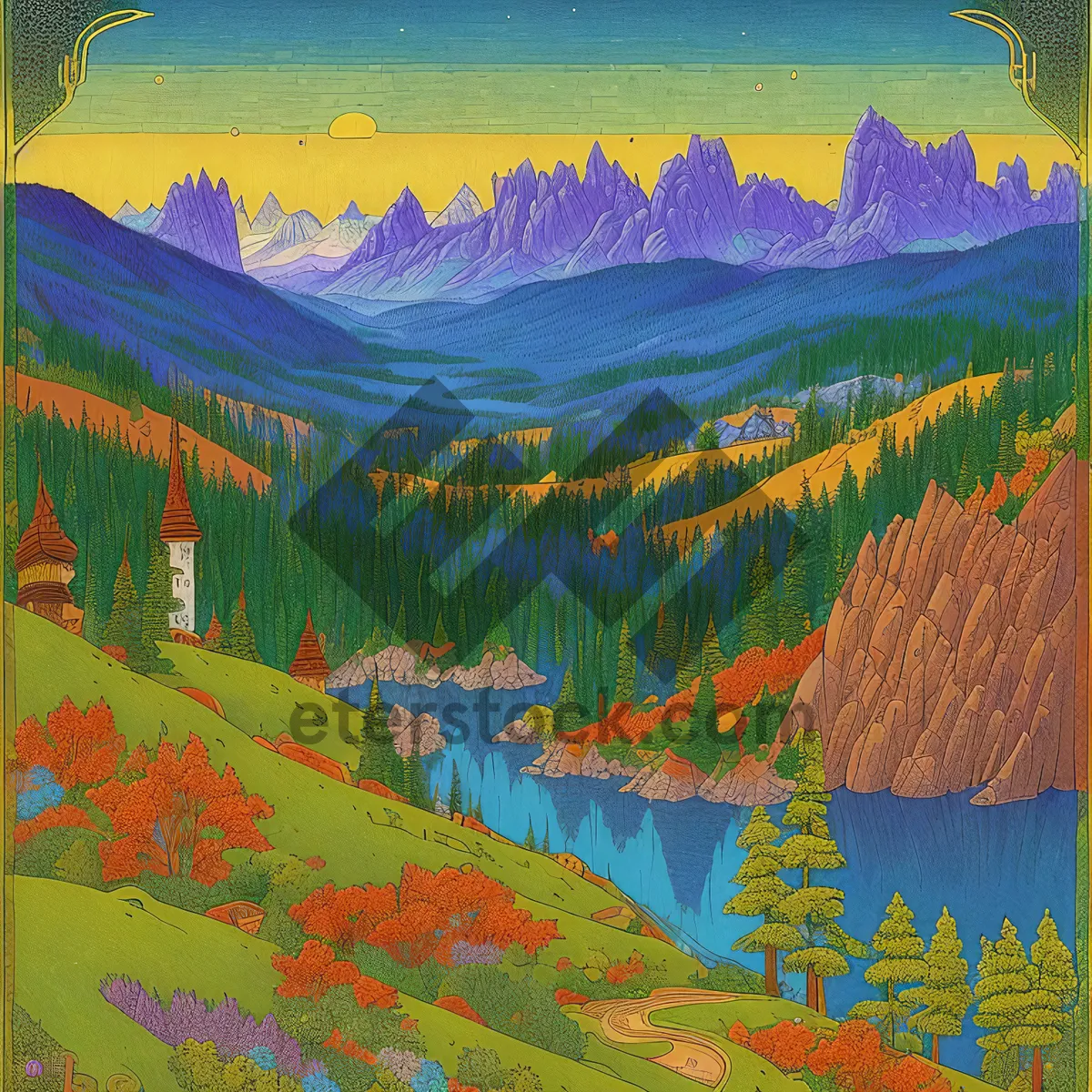 Picture of Colorful Jigsaw Puzzle on Artistic Canvas