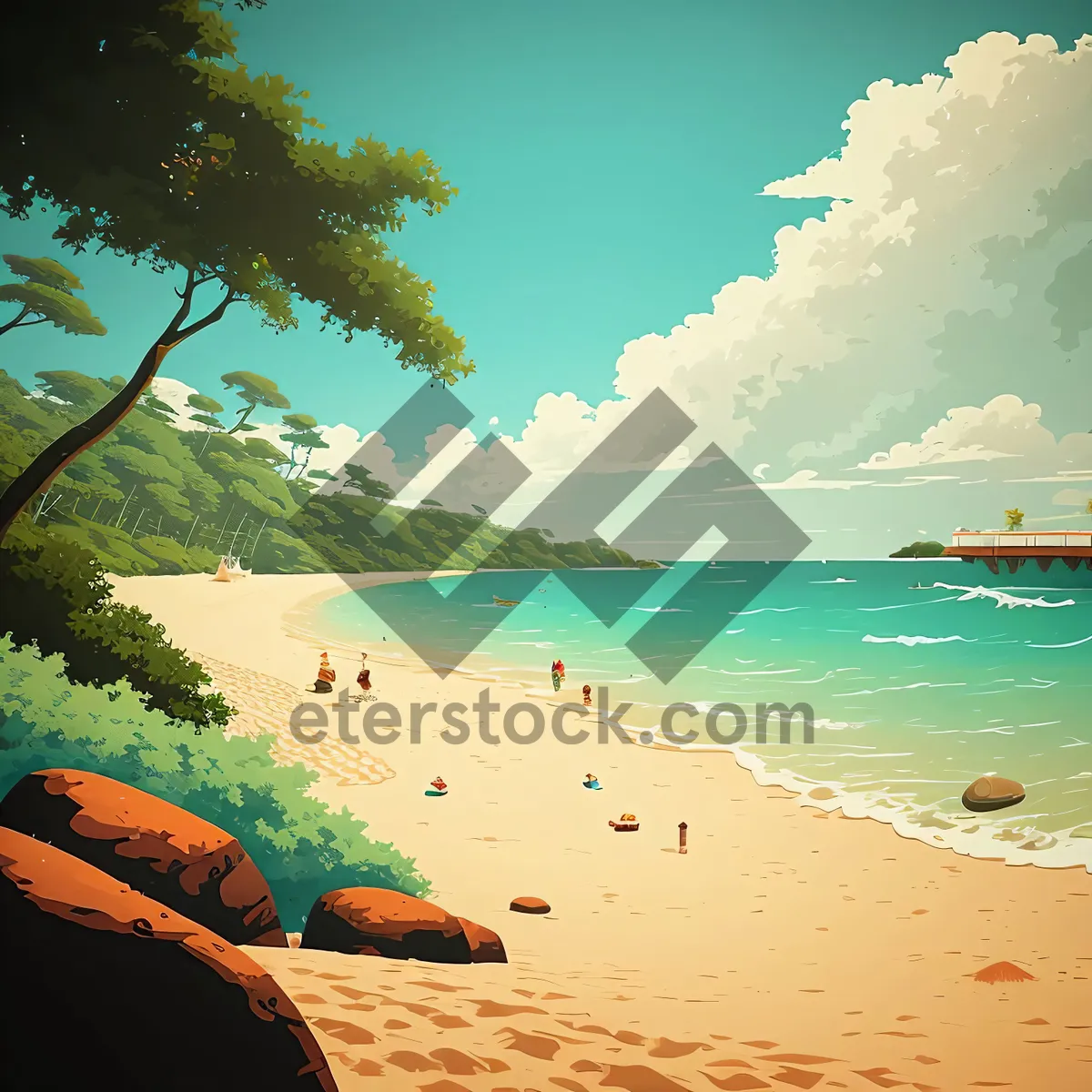 Picture of Serene Beach Paradise with Turquoise Waves