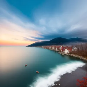 Majestic Sunset Horizon Over Tropical Beach