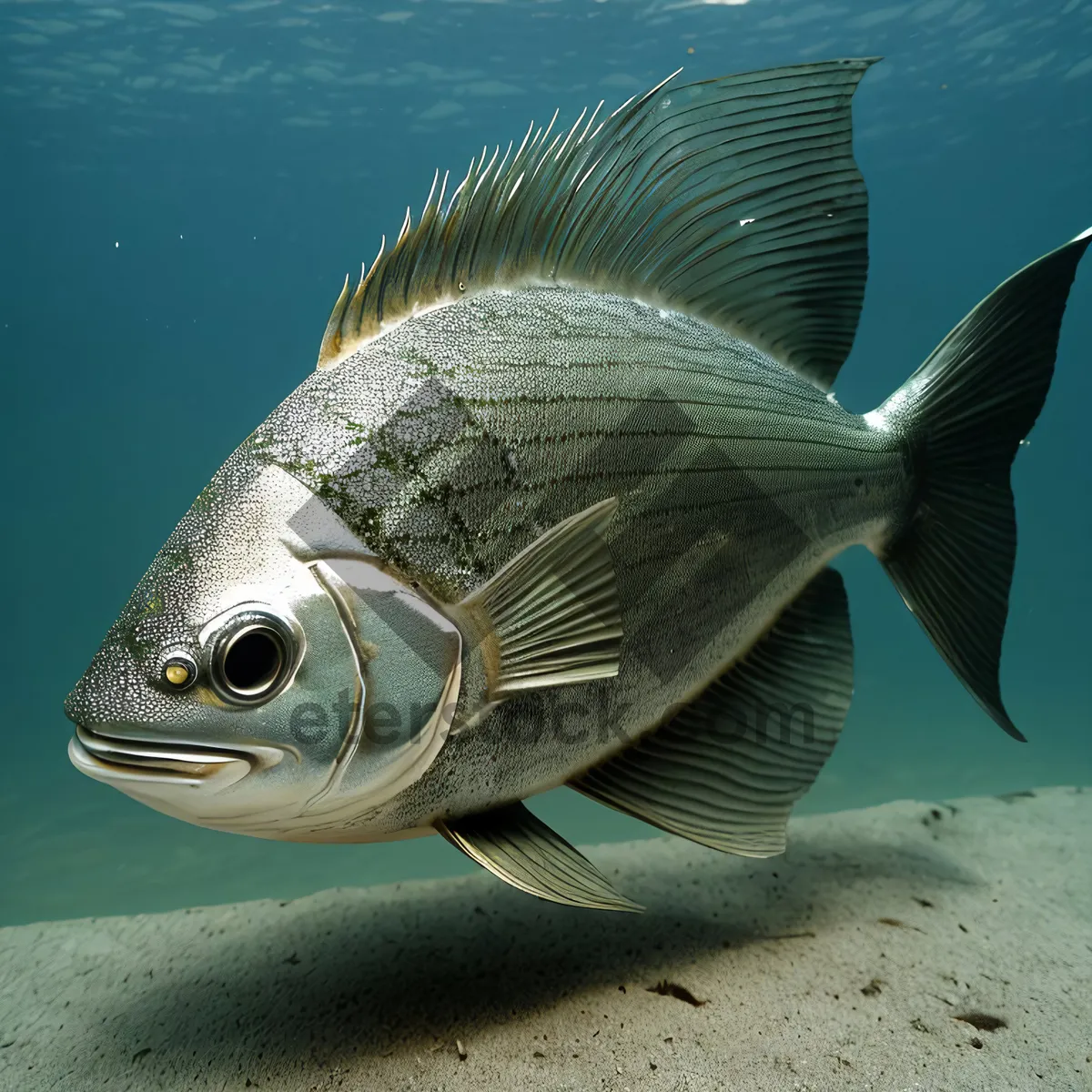 Picture of Exotic Tropical Fish Swimming in Colorful Reef.