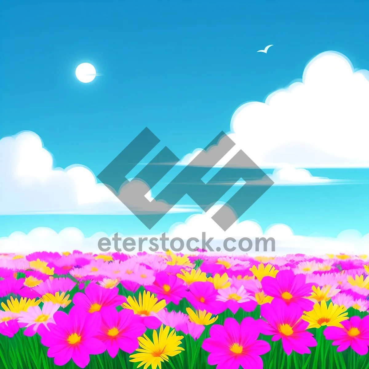 Picture of Vibrant Summer Sky with Sunflower Landscape Art