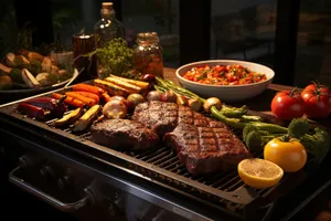 Delicious gourmet lunch plate with fresh vegetables