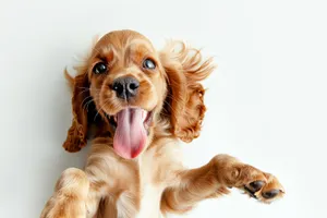 Cute Cocker Spaniel Puppy Sitting in Studio Portrait