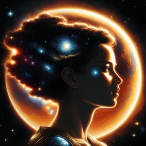 Digital Moon Lamp in Space Fantasy Scene