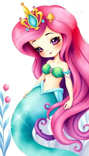 Princess under the moonlight in cute cartoon style