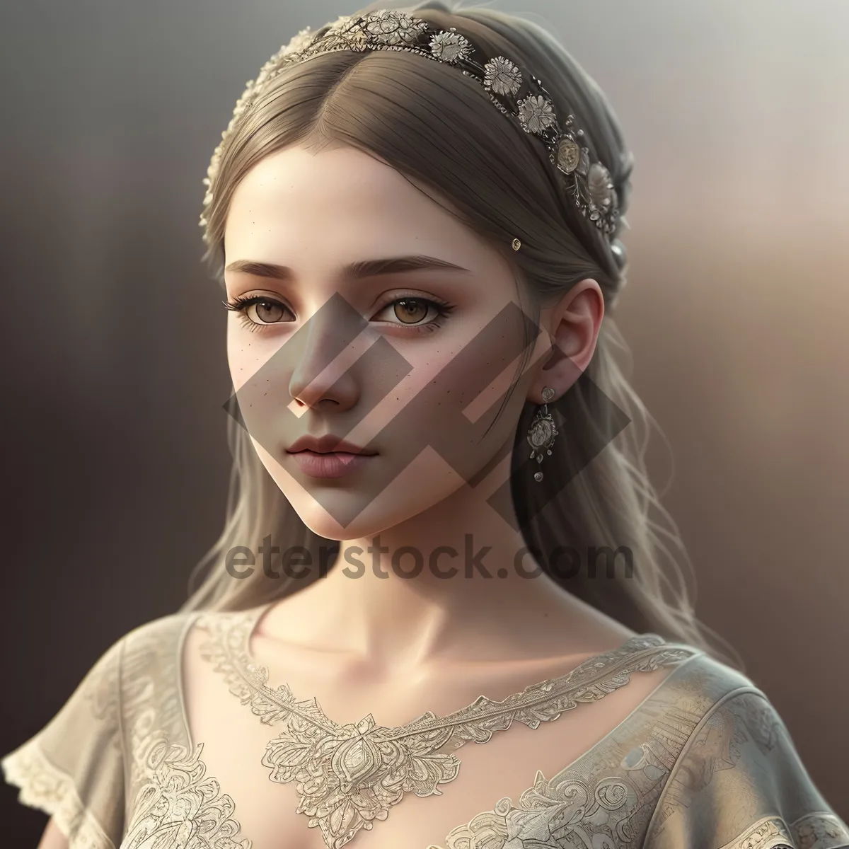 Picture of Royal Elegance: Crown Jewel Fashion Portrait of Attractive Princess