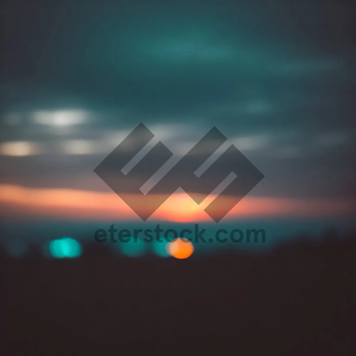 Picture of Sunset Horizon with Vibrant Orange Sky
