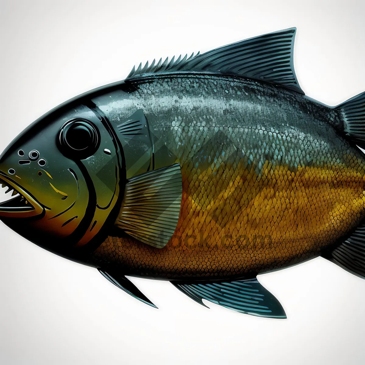 Picture of Beautiful Goldfish Swimming in Marine Aquarium