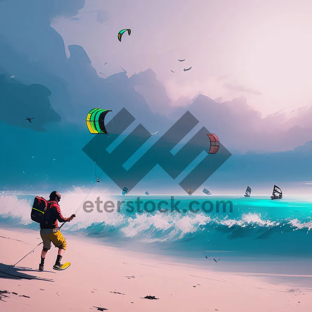 Picture of Winter sport enthusiasts skiing down a snowy slope.