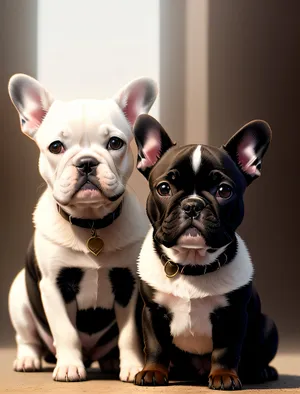 In a captivating studio portrait, an adorable bulldog puppy with charming wrinkles steals the spotlight