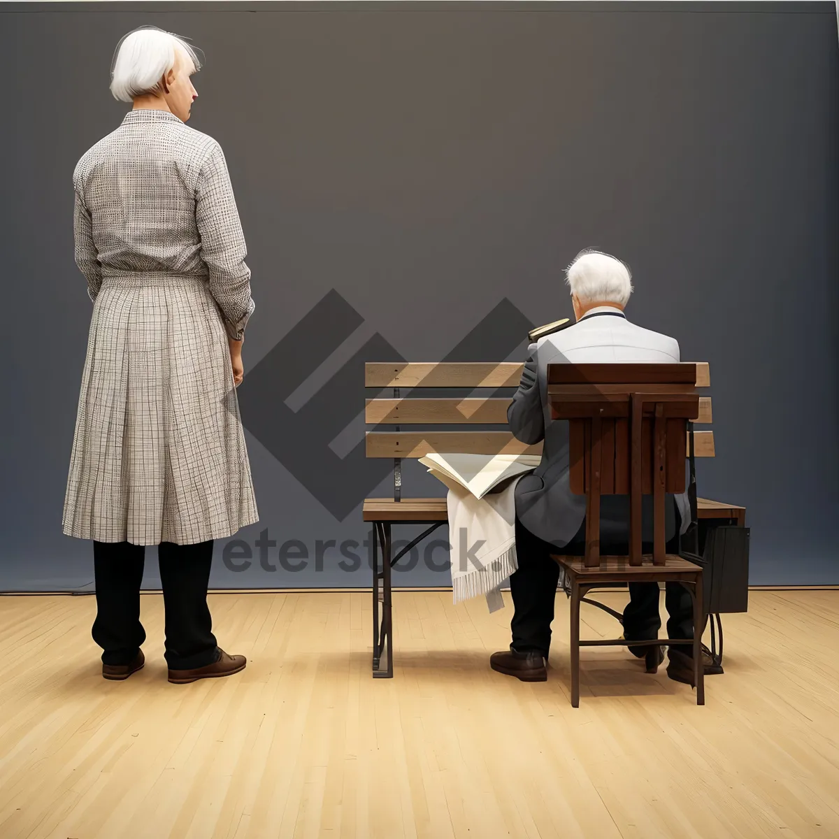 Picture of Music Lesson: Man Teaching Piano on Marimba Chair