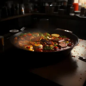 Delicious Gourmet Beef Salad with Fresh Vegetables and Pepper