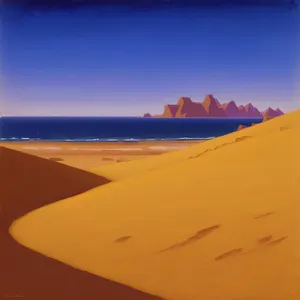 Sunny Skyline over Desert Dunes