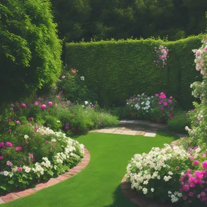 Tranquil Summer Park with Blossoming Hydrangeas